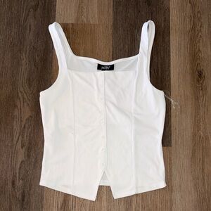 Just USA White Button-Front Camisole